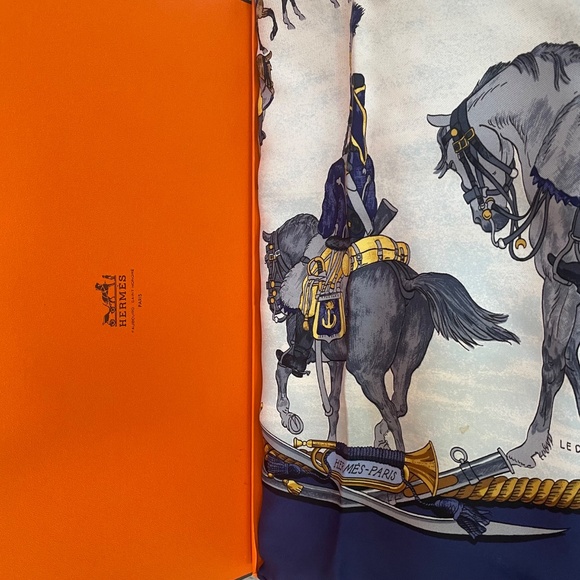 Hermes Carre 90 Silk Scarf “Marine et Cavalerie” - Picture 7 of 7